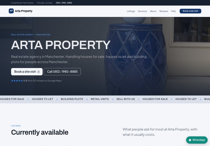 Example page for Arta Property using the Dark stage design